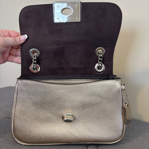 NWOT Coach Cassidy Crossbody Purse in Platinum Silver Metallic Leather - Picture 10 of 16